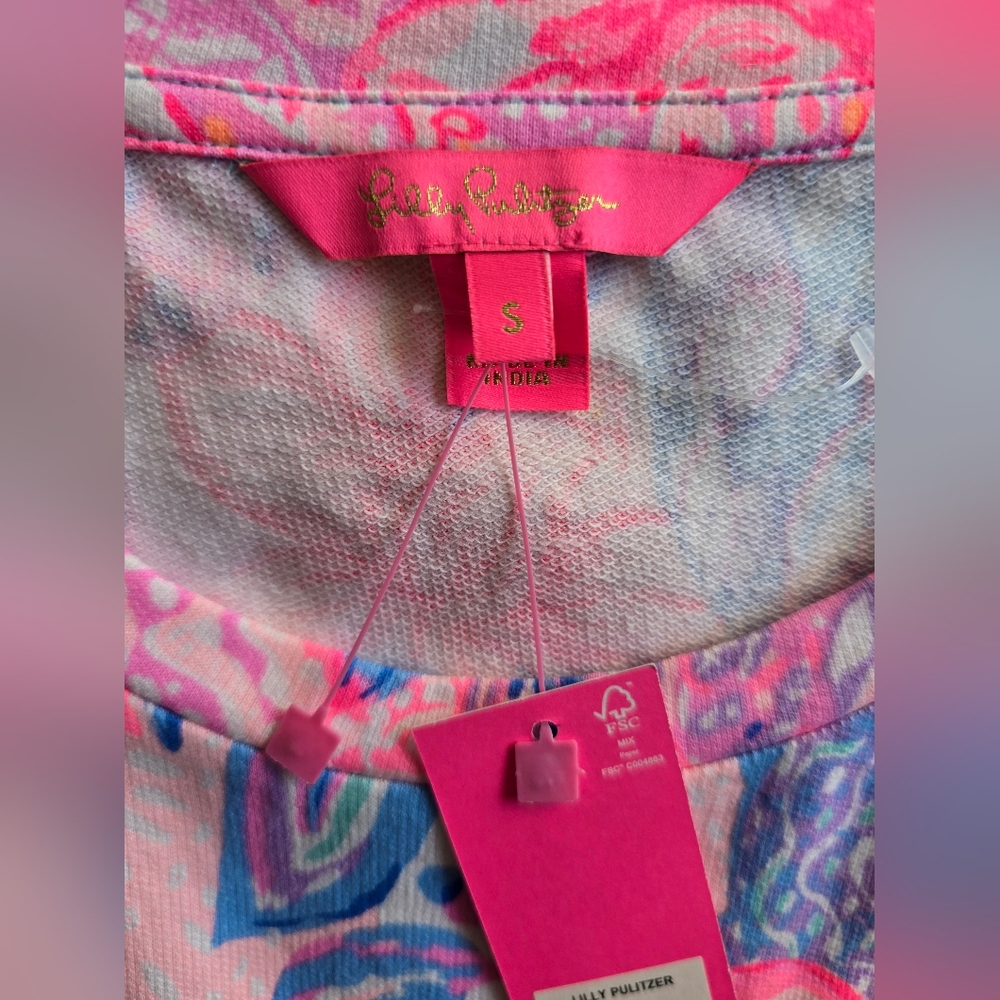 Lilly‎ Pulitzer Jansen Long Sleeve Sweatshirt Pink Isle Snappy Turtle Size S - Picture 9 of 11
